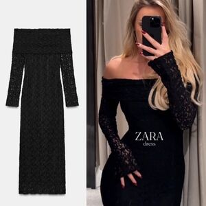 ZARA LACE DRESS BLACK SIZE XS